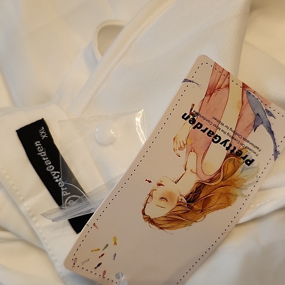 Pretty Garden White Mock Neck Dress w/Assymetrical sleeveless sleeves, NWT XXL - Picture 13 of 13